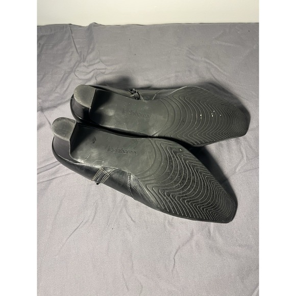 Women's 9 Black Block Dress Heel Booties Square Toe Liz Claiborne Zipper Buckle - Picture 7 of 9